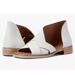 Free People Sun Valley Sandals white leather cut out‎ flat sandals NEW